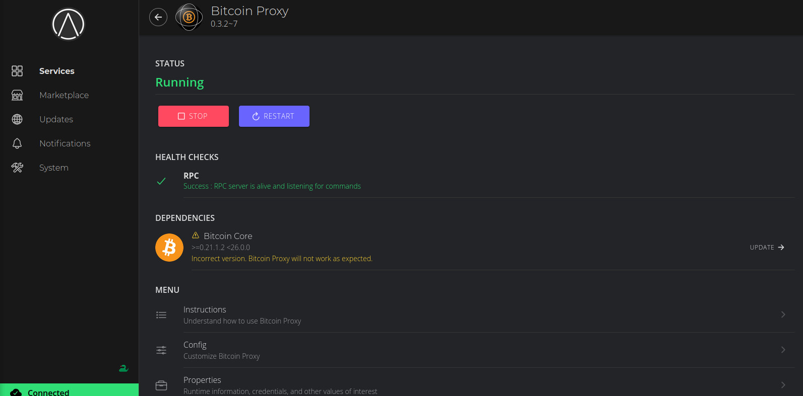 Bitcoin Core Update Issue - StartOS Support - Start9 Community