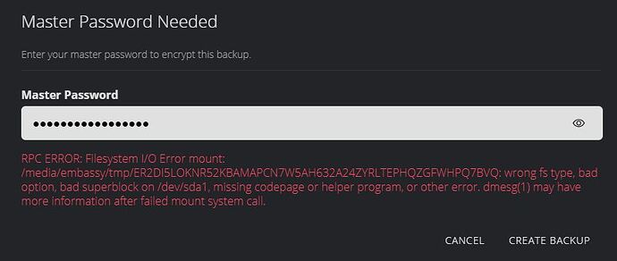 Backup error