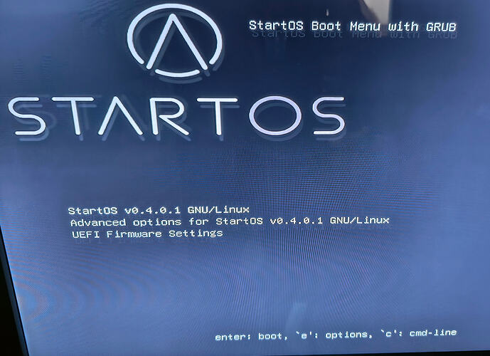StartOS 4 boot menu